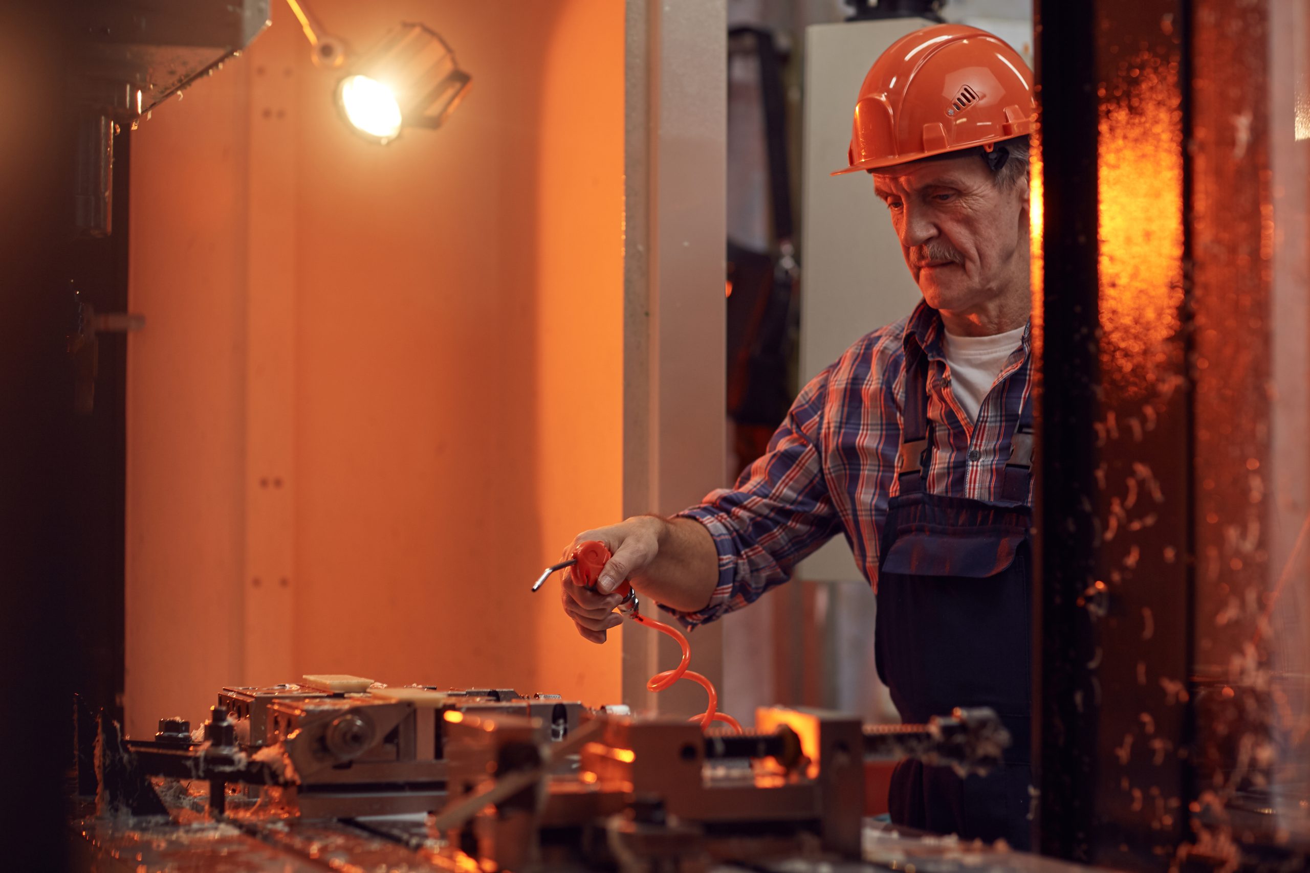 Engineer working with equipment in the plant
